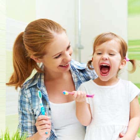 Children Parent Brushing Teeth Routine